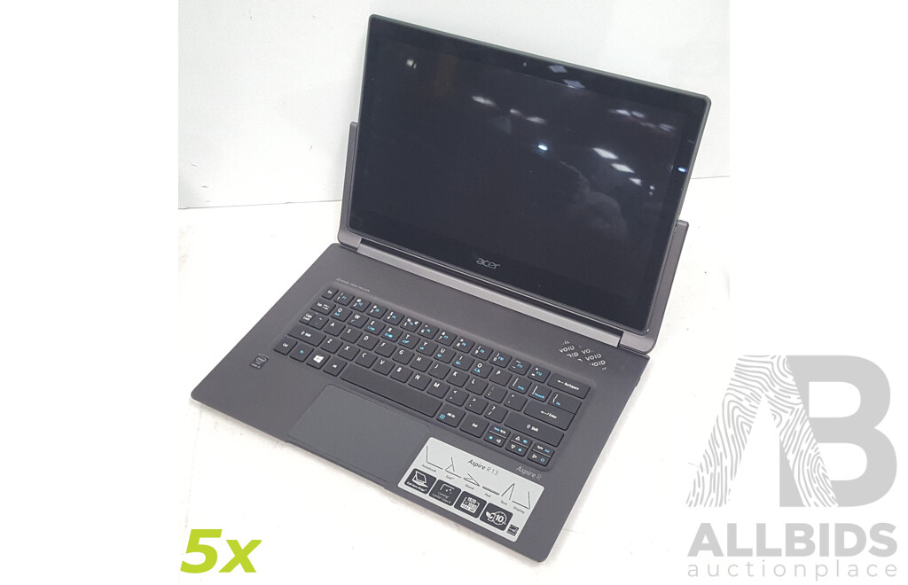 Acer (R7-371T-59GR) Aspire R 13 Intel Core i5 (5200U) 2.20GHz 2-Core CPU 13-Inch Convertible Touchscreen Laptop - Lot of Five