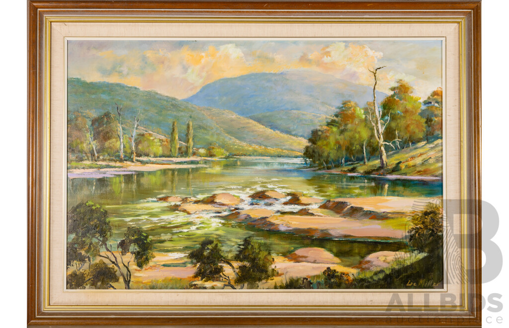 Lee Miller, (20th Century, Australian), Tuross River (1994), Wonderful Original Oil on Board, 80 x 110 cm (frame)