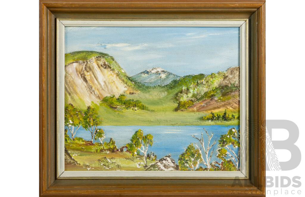 Artist Unknown (20th Century, Australian), Drovers Shack, Vintage Original Tree Bark Mixed Media & 'Pirrie' Margaret Bell (20th Century, Australian), Water View, Orignal Oil on Canvas Board, (2)