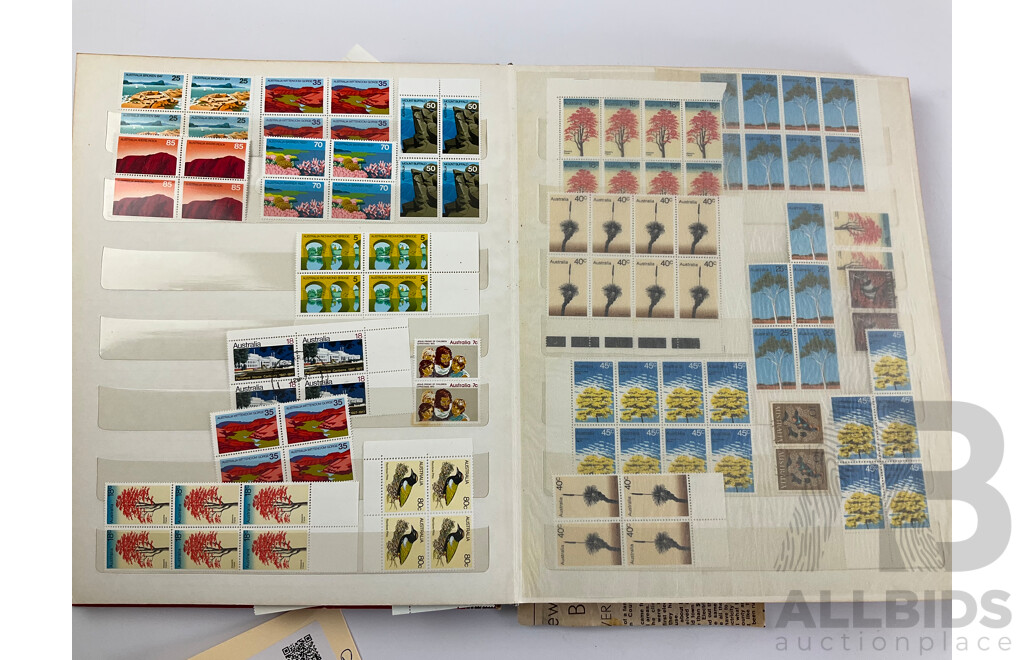 Album of Australian Blocks, Strips and Gutters, Mostly Late 1970's/Early 1980's Including Four Two Dollar Painting Series Block, Sets, Some Predecimal