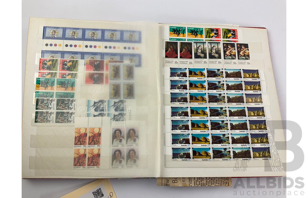 Album of Australian Blocks, Strips and Gutters, Mostly Late 1970's/Early 1980's Including Four Two Dollar Painting Series Block, Sets, Some Predecimal