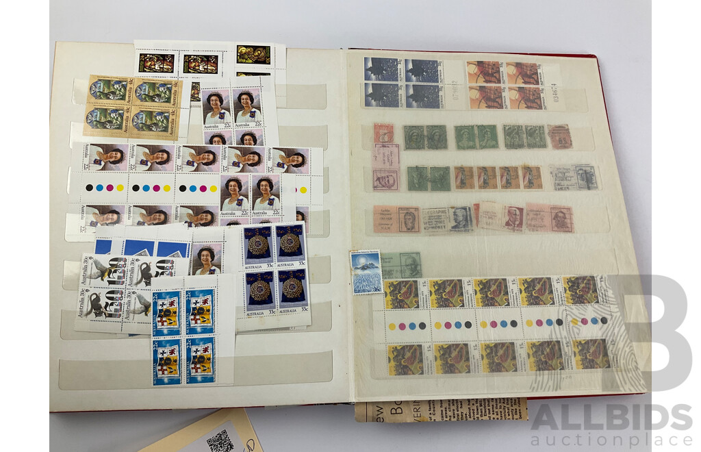 Album of Australian Blocks, Strips and Gutters, Mostly Late 1970's/Early 1980's Including Four Two Dollar Painting Series Block, Sets, Some Predecimal