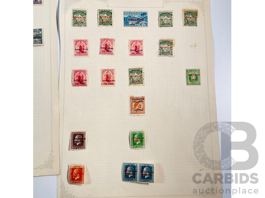 Collection of Aitutaki, Niue, Penrhyn and New Zealand Overprint Stamps with New Zealand Abdulla Virginian Cigarettes/Jeye's Fluid KGV Mint Hinged Blocks