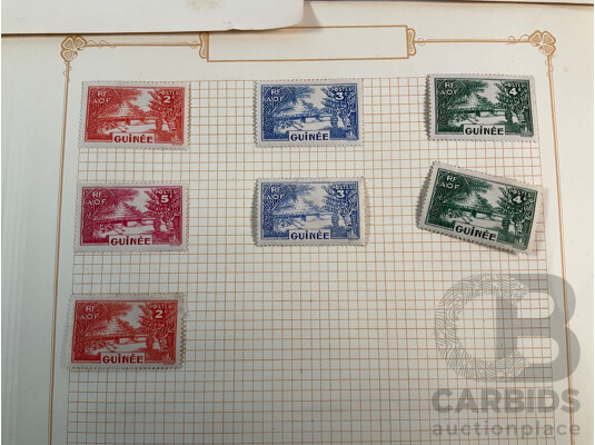 Collection of French Guinea Stamps Spanning 1900's to 1930's Including Over Prints and Mint Hinged
