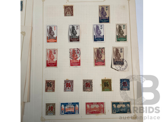 Collection of African French Colonies Stamps Including Congo, Dahomey, Diego Suarez, Gabon, Grande Comore