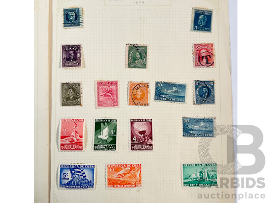 Collection of Cuban Independent Republic Stamps Spanning 1890's to 1930's Including Overprints