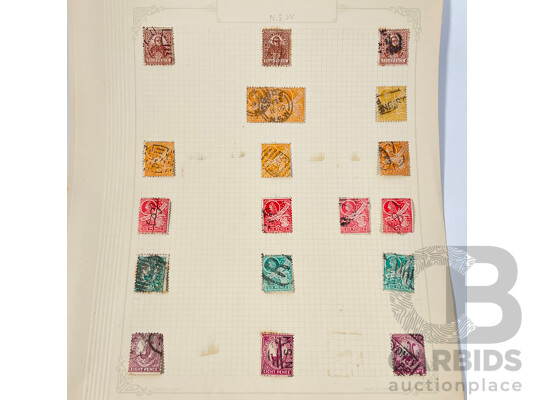 Collection of Australian New South Wales Stamps, Examples Spanning 1880's to 1890's Including Hand Cancels, NSW Centenary, QV, One Shillings