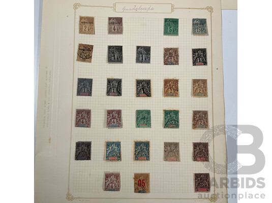 Collection of French Colony Stamps Including Guiana, Guadeloupe, French Equatorial Africa, Lebanon, Overprints, Mint Hinged