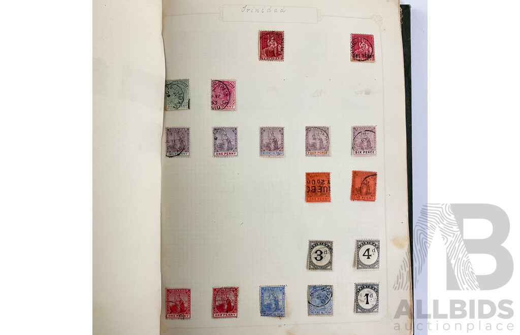 Album of Mostly Antique Commonwealth Countries Stamps Including Montserrat, Nova Scotia, Turks and Caicos Islands, British East Africa, Cape of Good Hope, Gambia, Mauritius, Nyasland, Sierra Leone, Kenya and More
