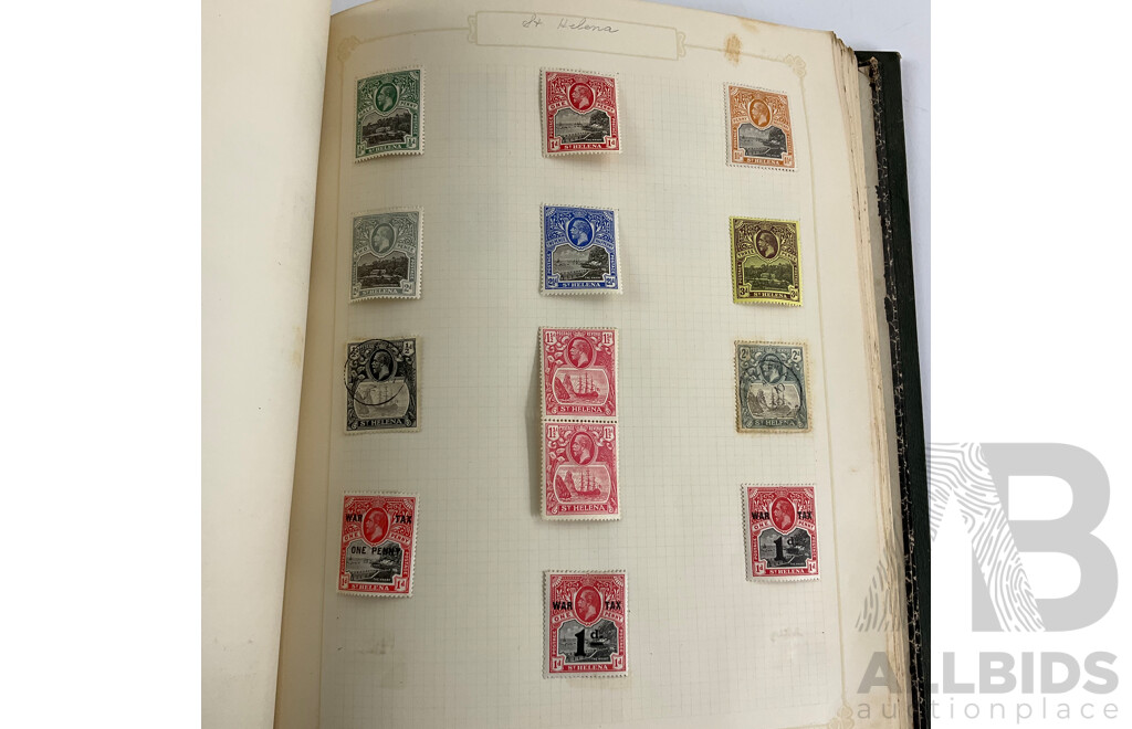 Album of Mostly Antique Commonwealth Countries Stamps Including Montserrat, Nova Scotia, Turks and Caicos Islands, British East Africa, Cape of Good Hope, Gambia, Mauritius, Nyasland, Sierra Leone, Kenya and More