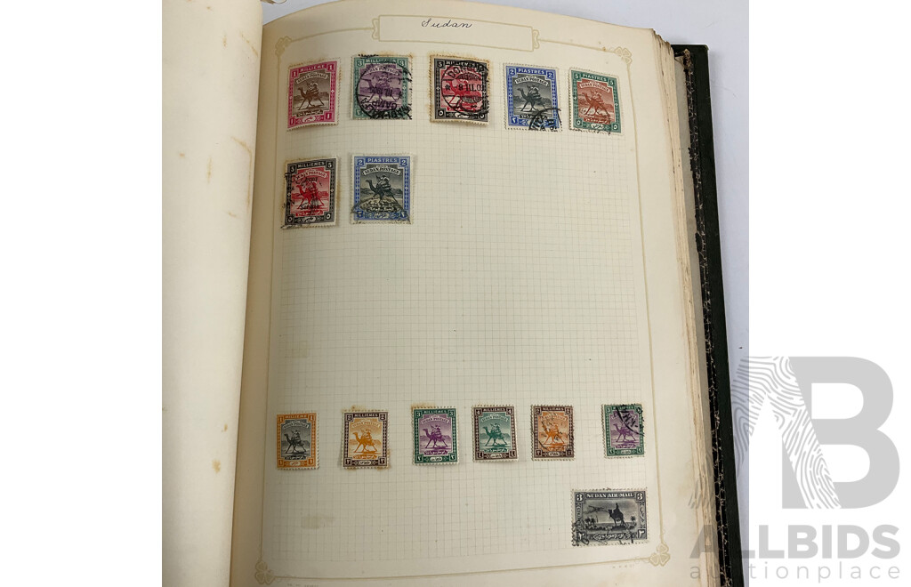 Album of Mostly Antique Commonwealth Countries Stamps Including Montserrat, Nova Scotia, Turks and Caicos Islands, British East Africa, Cape of Good Hope, Gambia, Mauritius, Nyasland, Sierra Leone, Kenya and More