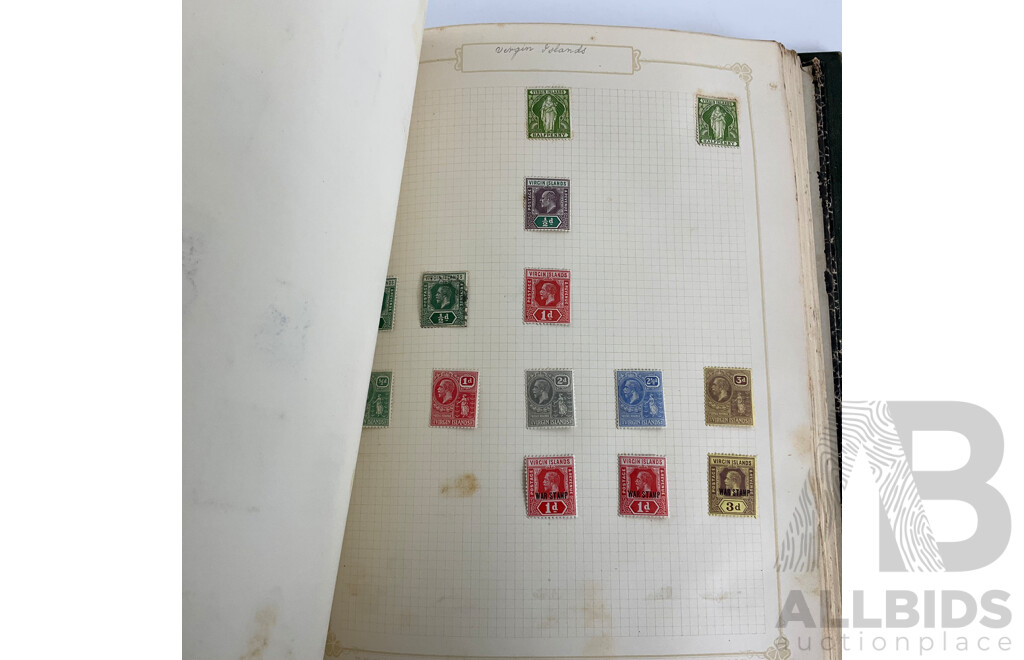 Album of Mostly Antique Commonwealth Countries Stamps Including Montserrat, Nova Scotia, Turks and Caicos Islands, British East Africa, Cape of Good Hope, Gambia, Mauritius, Nyasland, Sierra Leone, Kenya and More