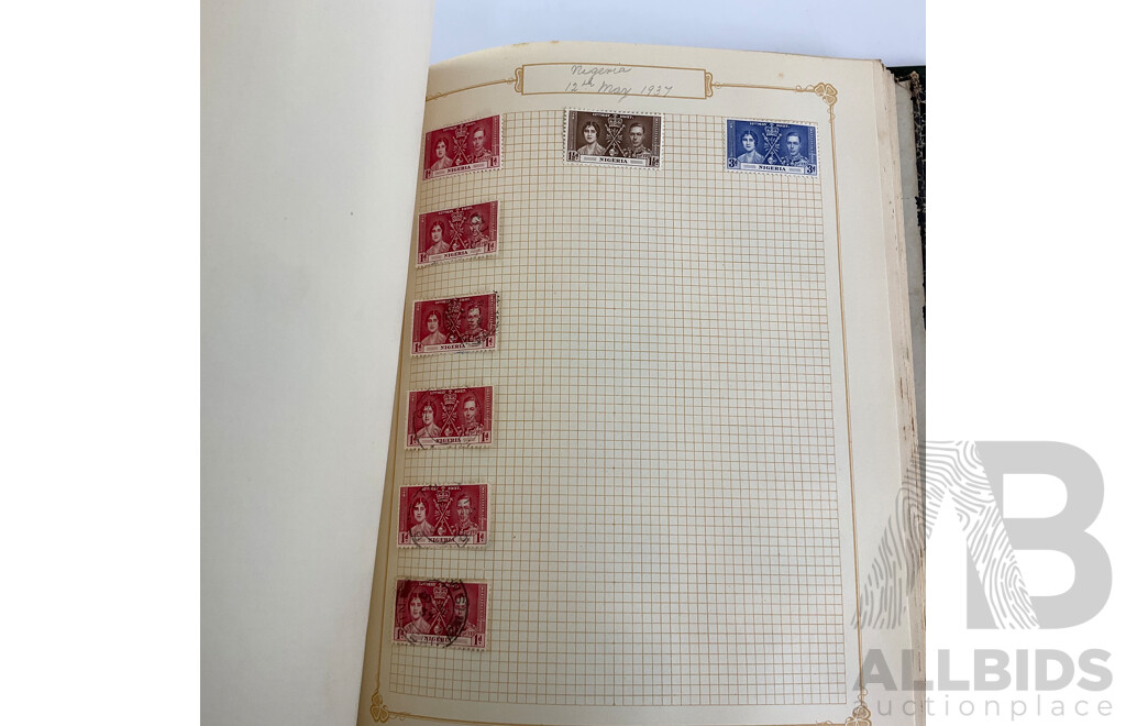 Album of Mostly Antique Commonwealth Countries Stamps Including Montserrat, Nova Scotia, Turks and Caicos Islands, British East Africa, Cape of Good Hope, Gambia, Mauritius, Nyasland, Sierra Leone, Kenya and More