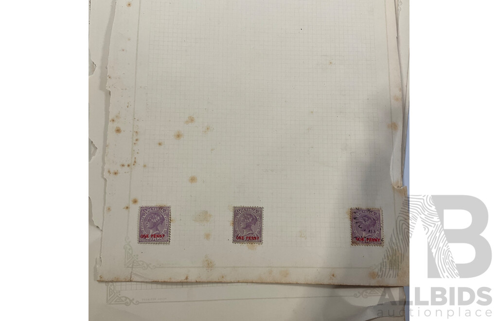 Collection of Australian Victoria State Stamps, QV, Postage Due, Hand Cancels, Perforated, Overprints, Examples Spanning Half Penny to Five Shillings