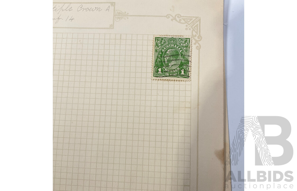 Collection of Australian KGV Half Penny and One Penny Stamps Including Hinged John Ash and A.J Mullett Mint Blocks