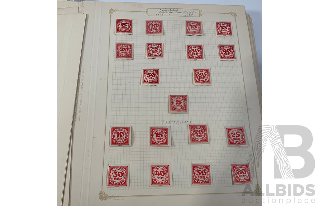 Album of Austrian Vintage and Antique Stamps Including Sets, Hand Cancels, Imperfs, Overprints