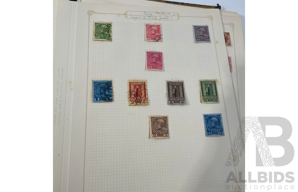 Album of Austrian Vintage and Antique Stamps Including Sets, Hand Cancels, Imperfs, Overprints