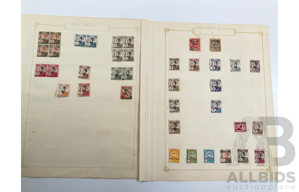 Collection of French Indochina Stamps, 1900's to 1930's Including Mint Hinged Blocks, Over Prints, Sets