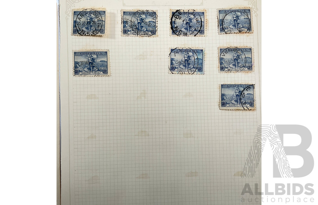 Australian 1935 KGV Coronation Stamps, Two, Three Penny, Two Shilling, Mint Hinged John Ash Two and Three Penny Blocks with 1936 Stamps Commemorating Submarine Telephone Communications to Tasmania, Mint Hinged John Ash Two and Three Penny Blocks