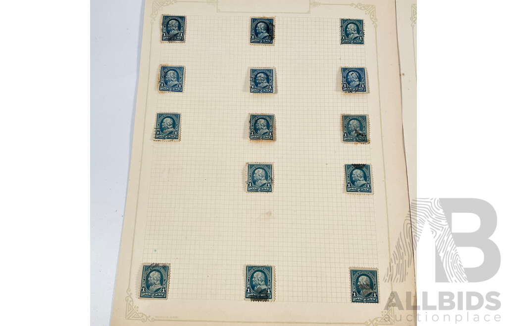 Collection of USA 1890's Stamps Including Oliver Perry One Dollar Type One and Two, Thomas Jefferson Fifty Cent, Daniel Webster Ten Cent and More