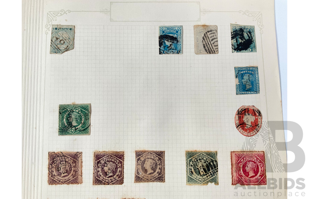 Rare Collection of Australian 1880's-90's New South Wales Stamps Including Five Shillings Hand Cancel, Imperfs, Over Prints, QV