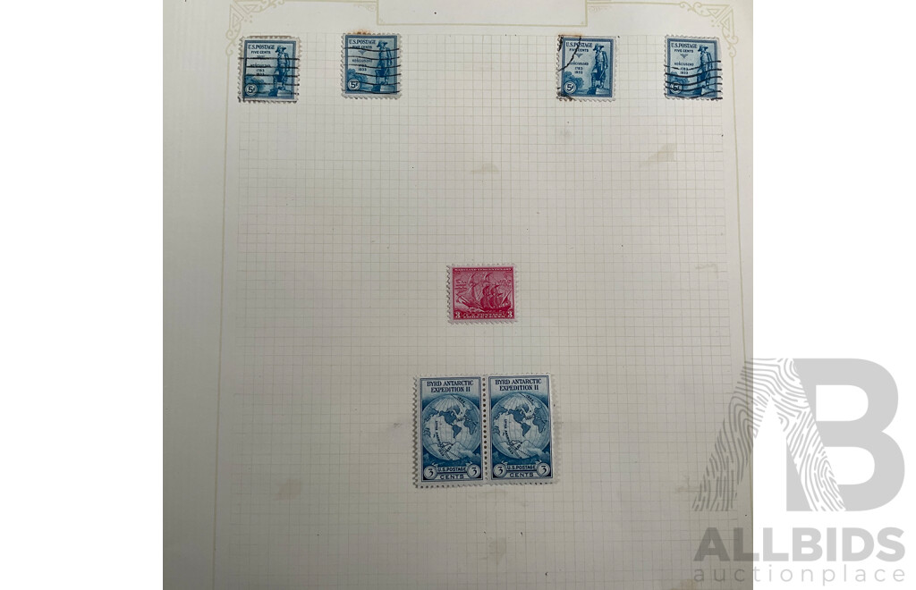 Collection of USA Stamps Including Mint Hinged 1932 William Penn, Daniel Webster, 1933 General Oglethorpe Blocks, Mint Hinged 1933 Chicago Centenary Mini Sheet and Imperfs, Mint Hinged Pairs and More