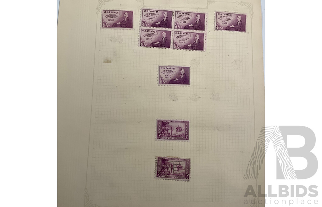 Collection of USA Stamps Including Mint Hinged 1932 William Penn, Daniel Webster, 1933 General Oglethorpe Blocks, Mint Hinged 1933 Chicago Centenary Mini Sheet and Imperfs, Mint Hinged Pairs and More