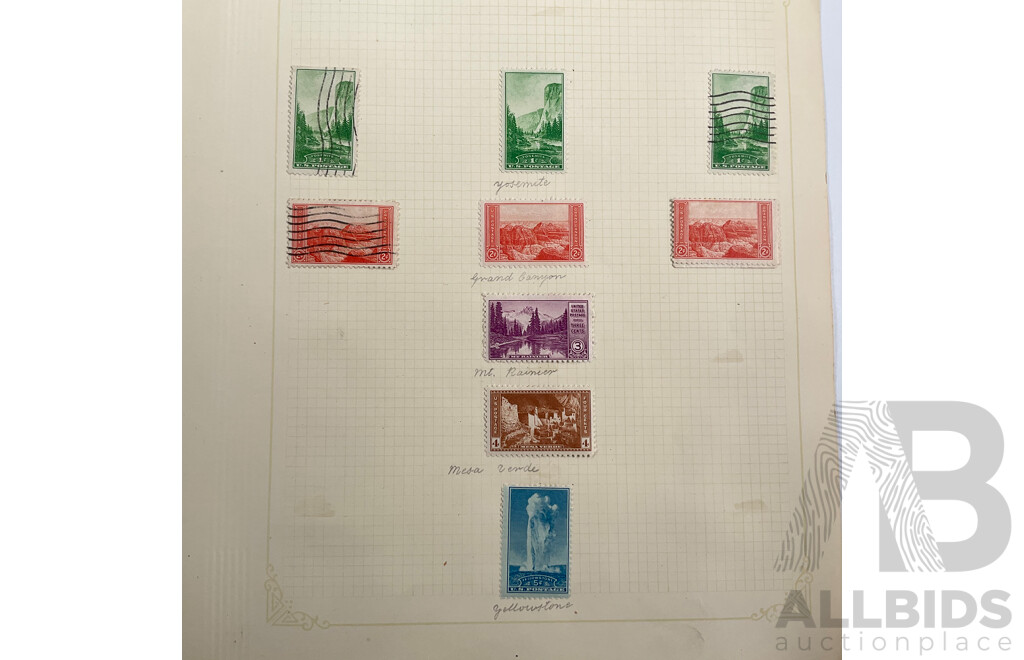 Collection of USA Stamps Including Mint Hinged 1932 William Penn, Daniel Webster, 1933 General Oglethorpe Blocks, Mint Hinged 1933 Chicago Centenary Mini Sheet and Imperfs, Mint Hinged Pairs and More