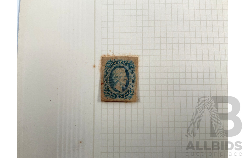 USA 1860's Confederate States Stamps Including Jefferson Davies, Andrew Jackson, George Washington