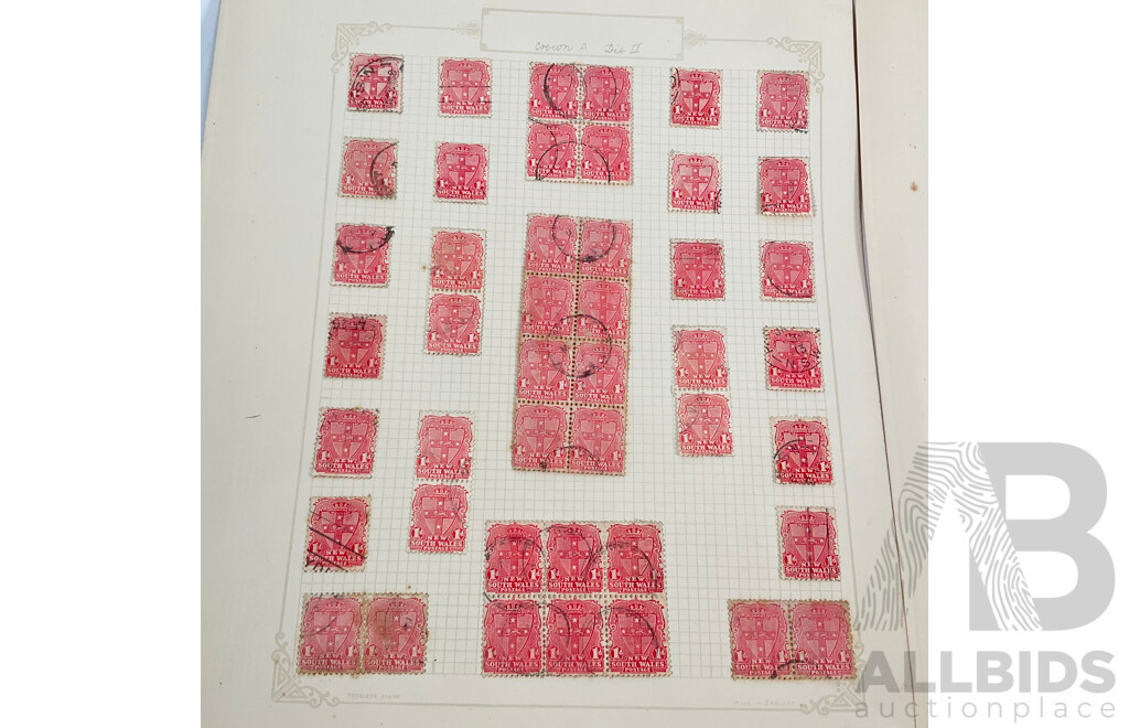 Collection of Australian 1905 New South Wales Stamps Spanning One Penny to Two Shilling and Sixpence, Crown A Water Marks, Cancelled Blocks