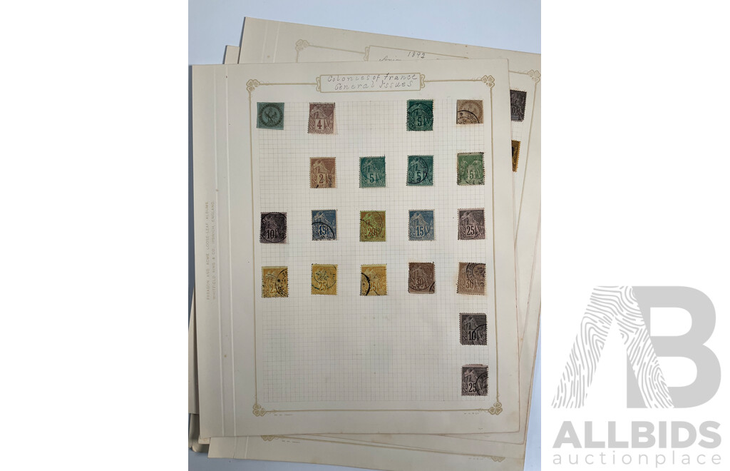 Collection of French Colony Hinged Stamps, Including Syria, Alexandria, Algeria, Benin, Anjouan, Cameroon, Examples Spanning 1890's to 1920's, Over Prints, Sets