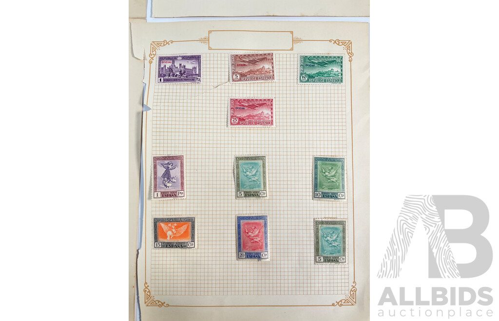 Collection of Spanish Hinged Stamps Spanning 1850's to 1930's Including Imperfs, Over Prints, Sets