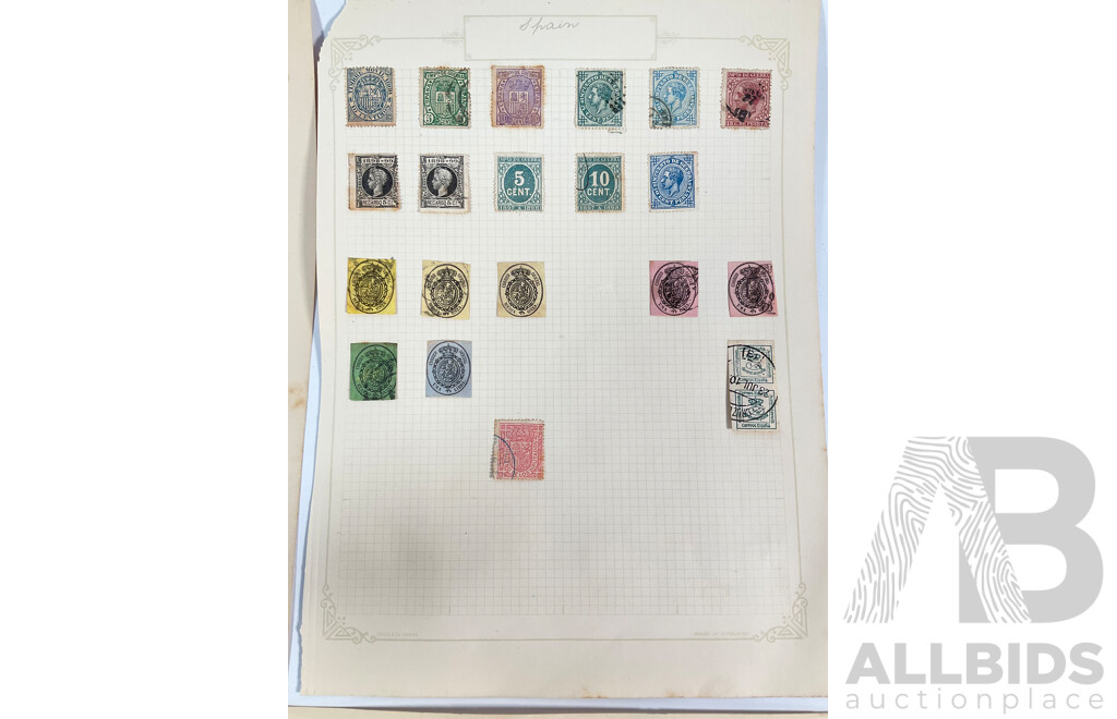 Collection of Spanish Hinged Stamps Spanning 1850's to 1930's Including Imperfs, Over Prints, Sets