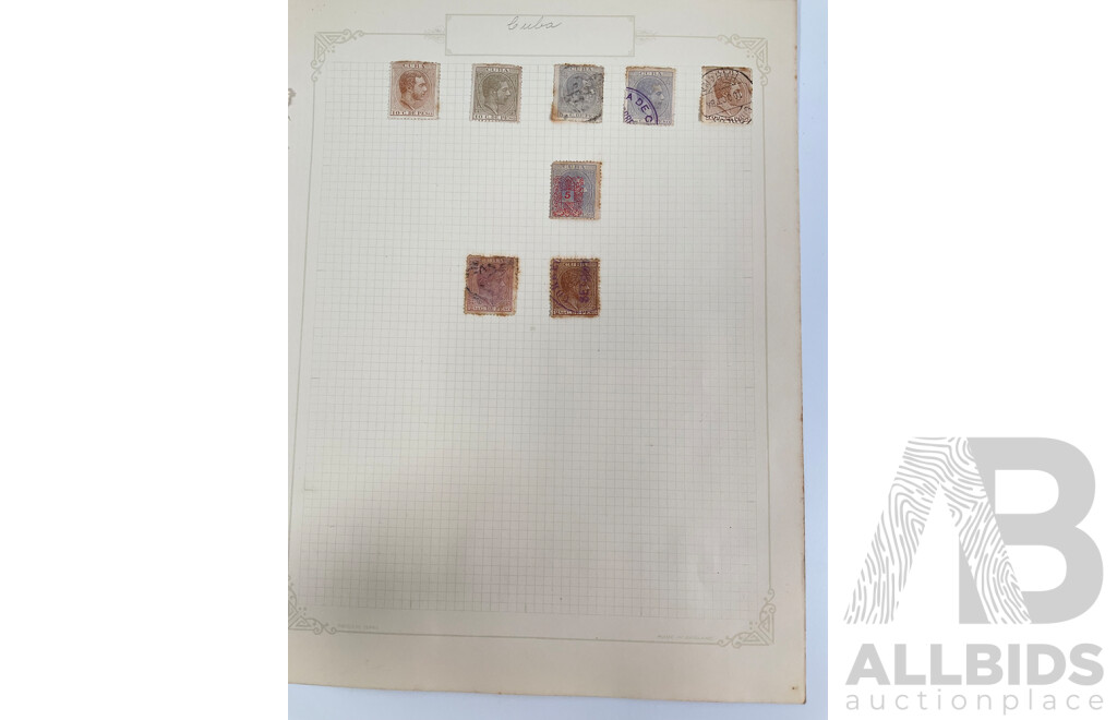 Collection of Cuban Hinged Stamps Spanning 1850's to 1890's Including Imperfs, Sets, Hand Cancel