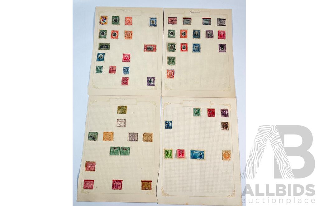 Collection of Panama and Canel Zone Stamps Spanning 1880's to 1920's Including United States of Columbia and USA Over Prints