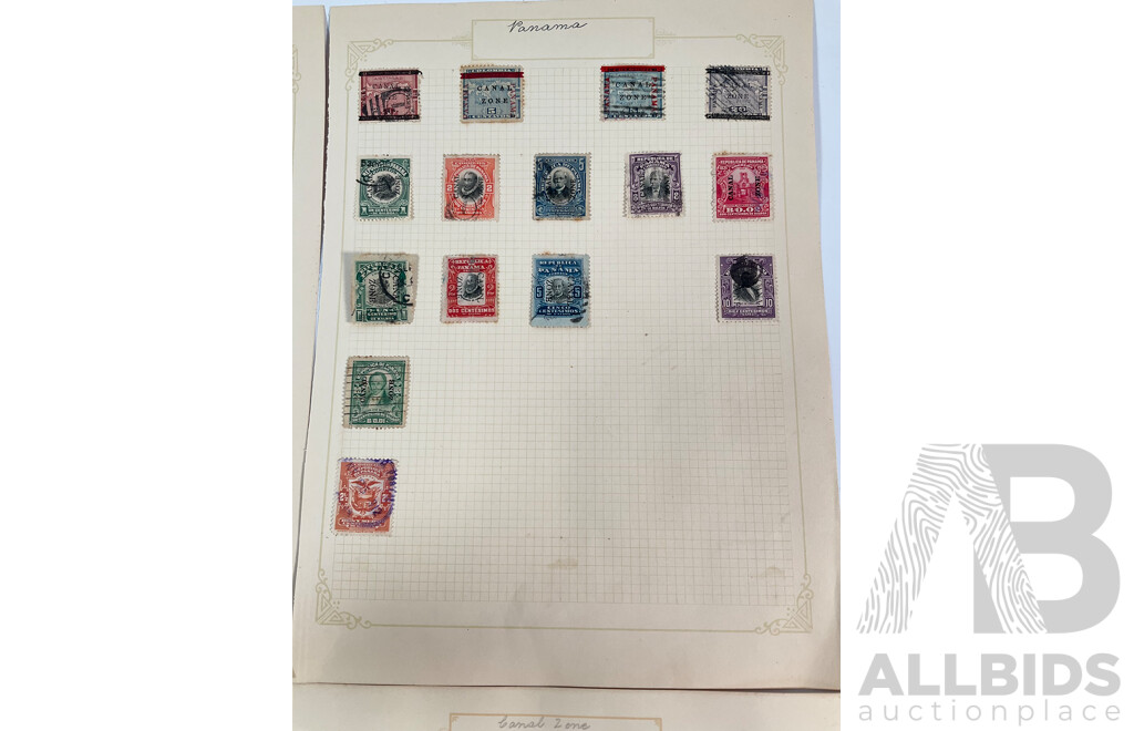 Collection of Panama and Canel Zone Stamps Spanning 1880's to 1920's Including United States of Columbia and USA Over Prints