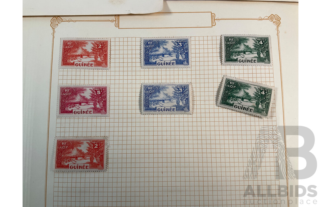 Collection of French Guinea Stamps Spanning 1900's to 1930's Including Over Prints and Mint Hinged