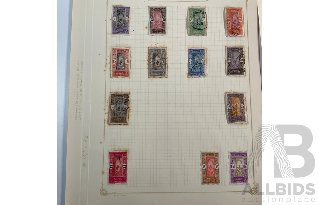 Collection of African French Colonies Stamps Including Congo, Dahomey, Diego Suarez, Gabon, Grande Comore