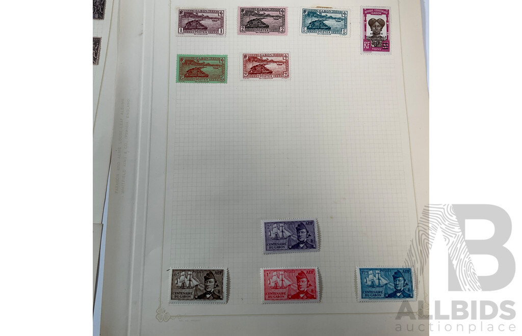Collection of African French Colonies Stamps Including Congo, Dahomey, Diego Suarez, Gabon, Grande Comore