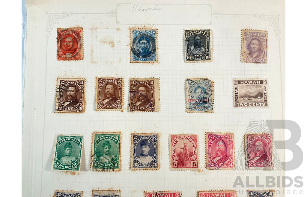 Collection of Hawaiian 1880's-1890's Stamps Including Overprints