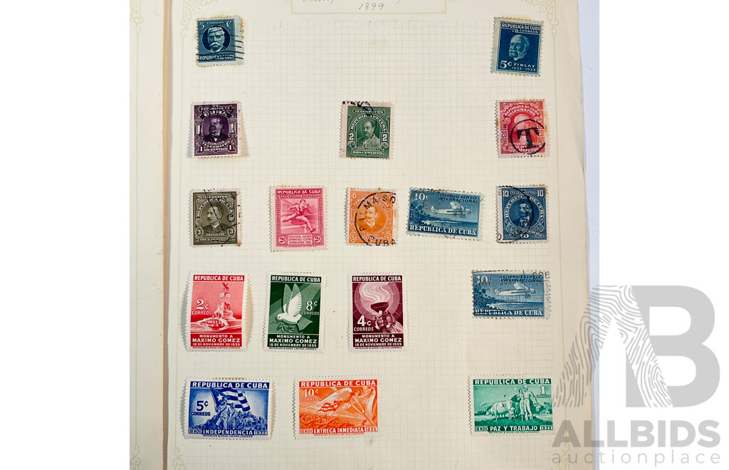 Collection of Cuban Independent Republic Stamps Spanning 1890's to 1930's Including Overprints