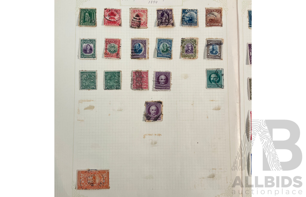 Collection of Cuban Independent Republic Stamps Spanning 1890's to 1930's Including Overprints