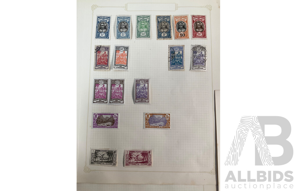 Collection of French Polynesia Stamps, Overprints, Mint Hinged