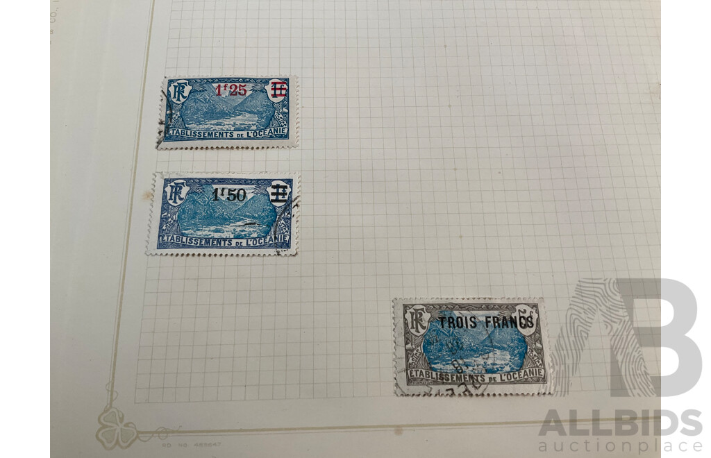 Collection of French Polynesia Stamps, Overprints, Mint Hinged