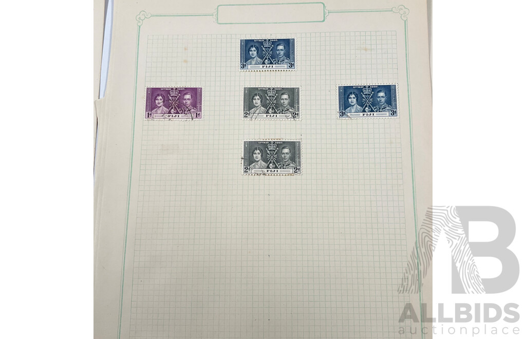 Collection of Fiji Stamps Spanning 1890's to 1930's Including War Stamp Overprints, Hand Cancel, KGV, KGVI
