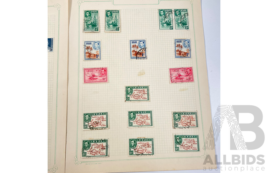 Collection of Fiji Stamps Spanning 1890's to 1930's Including War Stamp Overprints, Hand Cancel, KGV, KGVI