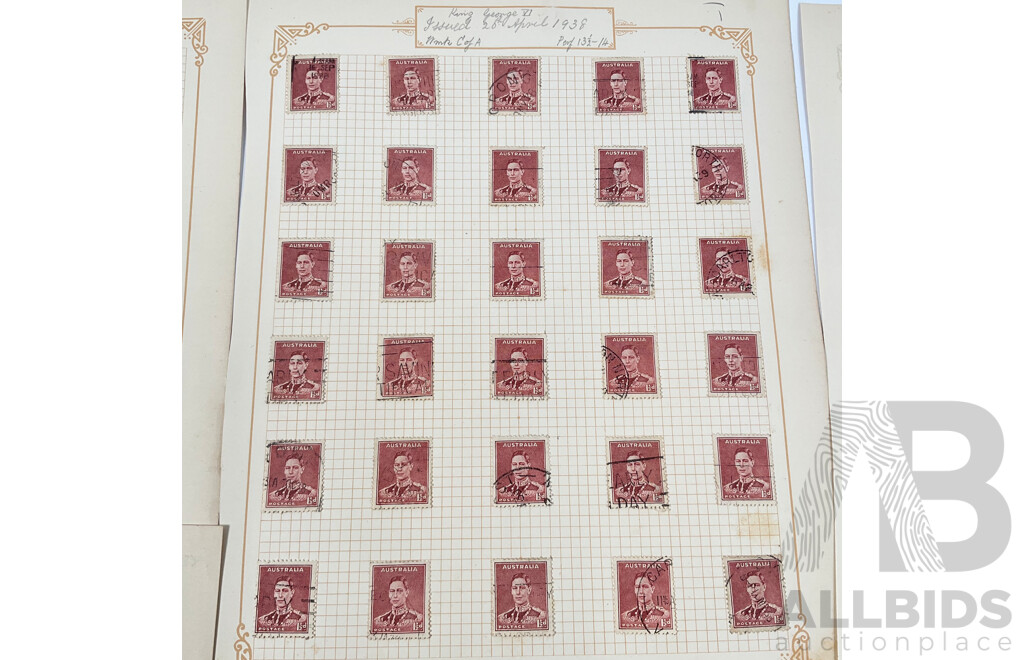 Collection of Australian KGVI and Queen Mother Stamps Including Mint Hinged John Ash Print Blocks