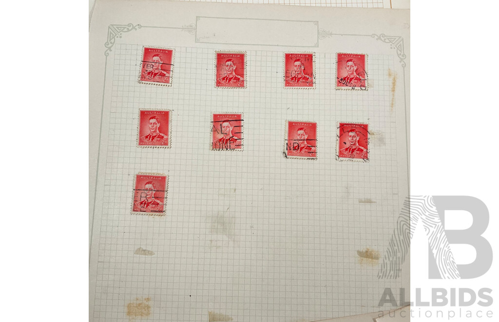 Collection of Australian KGVI and Queen Mother Stamps Including Mint Hinged John Ash Print Blocks