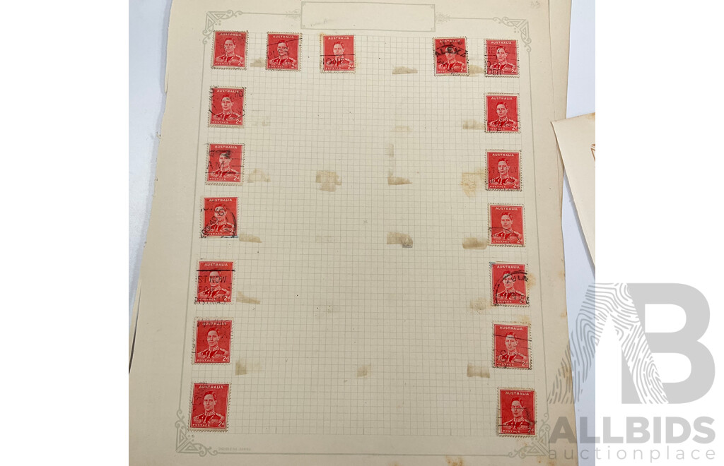 Collection of Australian KGVI and Queen Mother Stamps Including Mint Hinged John Ash Print Blocks