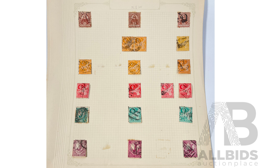 Collection of Australian New South Wales Stamps, Examples Spanning 1880's to 1890's Including Hand Cancels, NSW Centenary, QV, One Shillings